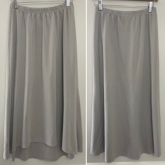 Bryn WALKER USA Made Taupe Modern‎ Minimalist Lagenlook Midi Modal Skirt S/M - Picture 1 of 8